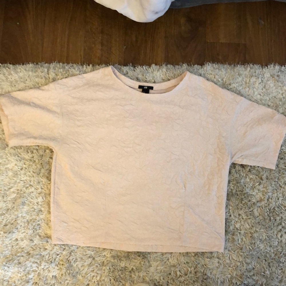 H&M pink textured boxy top